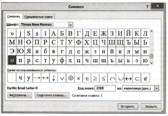 Таблица символов