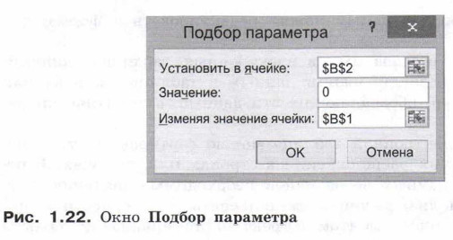 Окно Подбор параметра